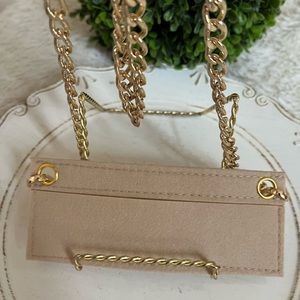 Tan Felt Wallet insert and gold tone  replacement chain bundle nwt